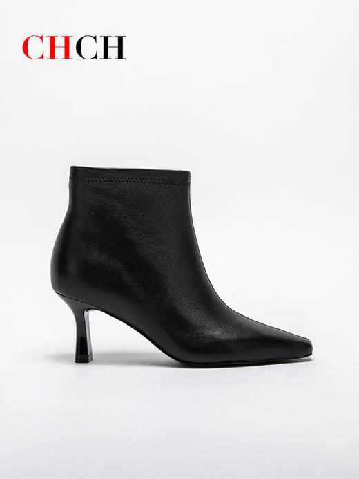 CHCH平衡鞋2024秋冬新品舒适羊皮拉链粗跟时尚女靴短靴CO2B6011 商品图5