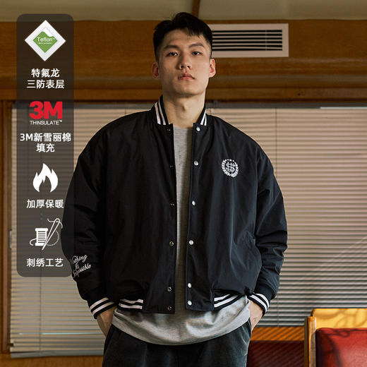 LUSHISI山竺主题棒球服特氟龙三防表层3M新雪丽棉保暖厚情侣外套 商品图1