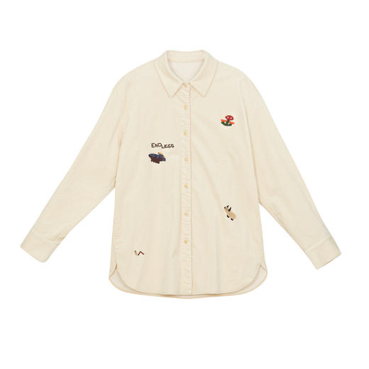 谜底大廓形衬衫女2024冬季新品时尚宽松刺绣中长款衬衣244MC1692 商品图4