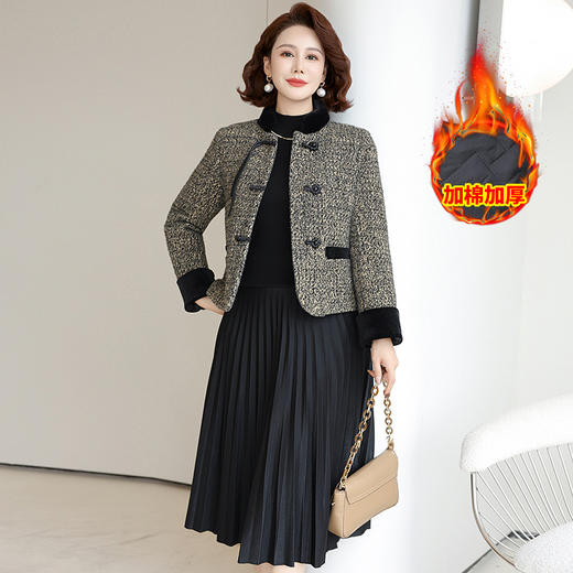 FW 1867新中式妈妈连衣裙两件套洋气加厚 商品图0