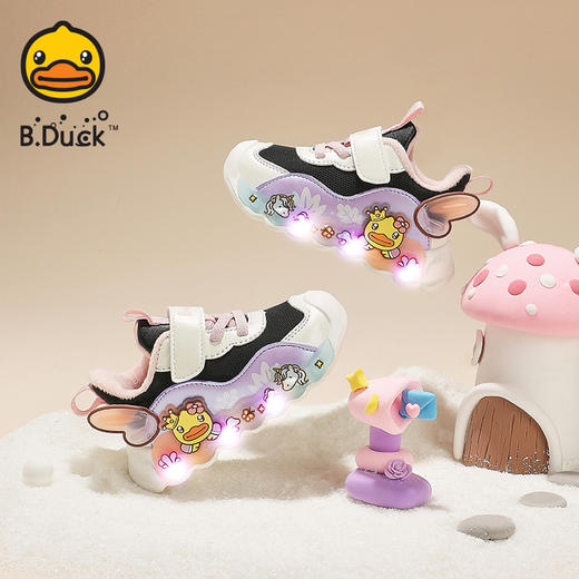 B.Duck小黄鸭童鞋女童休闲鞋加绒冬季新款户外运动鞋22-32 F5586707 商品图0