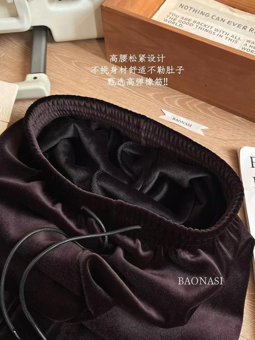 秋冬松紧腰加绒丝绒直筒裤 商品图11