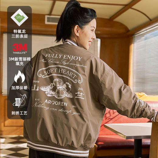 LUSHISI山竺主题棒球服特氟龙三防表层3M新雪丽棉保暖厚情侣外套 商品图2