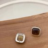 Oflye潮流饰品  虎眼石复古大气秋冬美拉德咖方形银针耳钉高级感耳饰 商品缩略图5