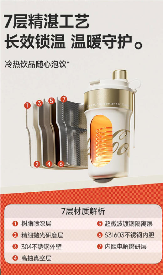 GE-CK24AW-B82系列 可口可乐联名款派派保温杯 商品图7