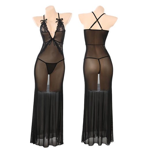 霏慕 蕾丝网纱妖娆透身长裙7843 夫妻性游戏房事性感情趣内衣诱惑睡裙 商品图13