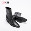 CHCH平衡鞋短靴秋冬新品油蜡羊皮拉链粗跟时尚女靴短靴CN2B7011 商品缩略图3