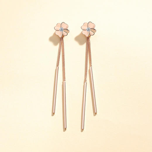 Winy925纯银转角幸福耳钉轻奢小众百搭四叶草流苏耳坠耳饰送女友生日礼物 商品图0