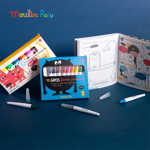 Moulin Roty 闪光毡笔 适合3岁以上 高质量美术工具 不同用法的笔头 法国品牌-710608 商品图5
