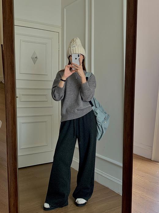 老米群专享秒杀！无退换🎈🎈🎈5分钟内支付有效。 浪漫入冬，暖汤神裤！绵羊毛+桑蚕丝《加厚！慵懒温暖阔腿微拖地裤》文艺，复古，炒鸡有范儿的温暖穿搭~K241107A  蛐 商品图5