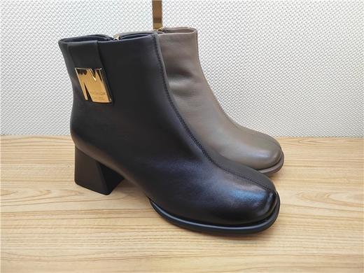 豪行秋冬新款22426300牛皮中跟时尚休闲女靴单靴短靴 商品图0