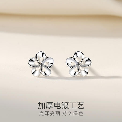 Winy925纯银摘花一朵银色耳钉轻奢小众时尚银耳饰送女友送闺蜜生日礼物 商品图3