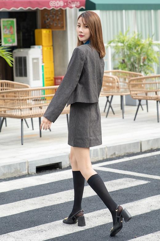 amadella 复古风通勤圆领外套短裙套装 14490 商品图3