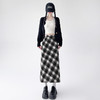 【毛呢格子复古半身裙】秋冬新款 高腰显瘦开叉包臀格纹中长款A字裙 商品缩略图8