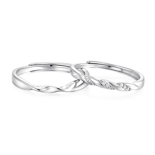 卡蒂罗/KADER 莫比乌斯星海对戒 简约浪漫爱意交织开口可调节情侣素圈一对 恋爱频率爱无止境配饰 925银 商品图1