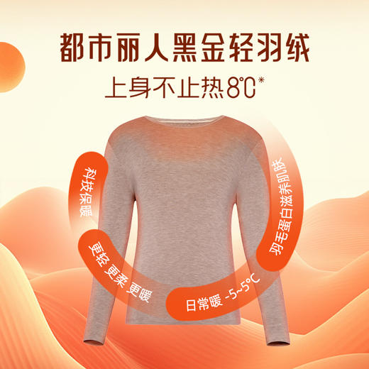 都市丽人黑金.轻羽绒3.0保暖衣套装舒暖轻羽绒长袖长裤男士特殊面料套装FWT1D6 商品图4