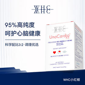 WHC小红帽深海鱼油胶囊rTG结构95%高纯度Omega3呵护眼脑成人