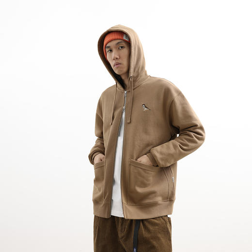 吃茶去chichaqu24秋冬重磅带帽拉链卫衣复古加厚全棉帽衫男女百搭 商品图0