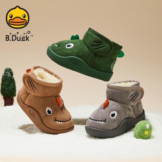 B.Duck小黄鸭童鞋冬季男女童魔术贴雪地靴冬季新款保暖靴子22-30 B5586874 商品图0