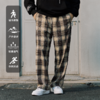 LUSHISI格纹主题抽绳格子慵懒风休闲运动秋季针织棉感宽松长裤男 商品缩略图1