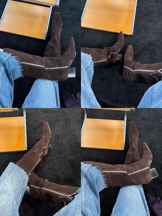 HIDEMI 【董生活同款】经典方尖头系列切尔西厚底方跟长靴马靴 商品图1