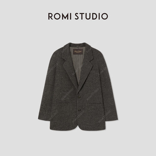ROMI STUDIO“自我轮廓”桑蚕丝绵羊毛混纺花纱西装外套RW24AW90952 商品图0