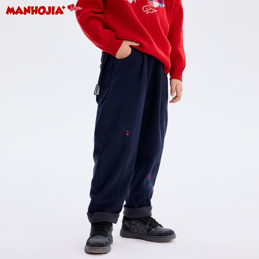 【“桃”个好彩头】漫画家24冬新中式祝福手缝绳结暖绒锥形裤 商品图4