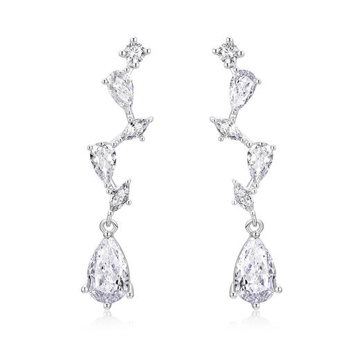 卡蒂罗/KADER 雨中曲耳环 在逃公主轻奢时尚满镶宝石水滴造型设计耳饰 简约优雅约会穿搭配饰闪耀精致 925银 商品图1