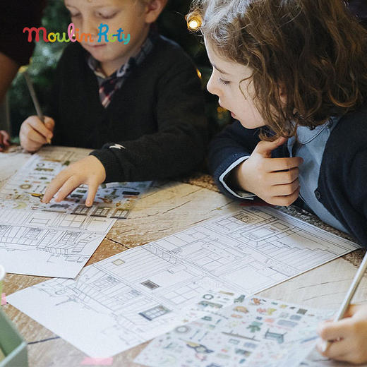 Moulin Roty 花朵女孩主题 涂色绘本&贴纸 适合3岁以上 艺术启蒙 放飞想象力 法国品牌-710185 商品图2