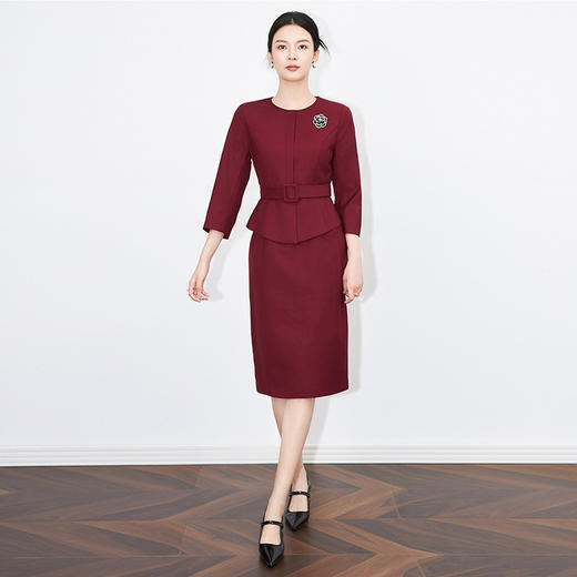 【高货wl】全新升级【铂金会员339/天猫459/差价120】(13543) 洛诗琳精致名媛气质职场假两件修身显瘦包臀中长款连衣裙 商品图3