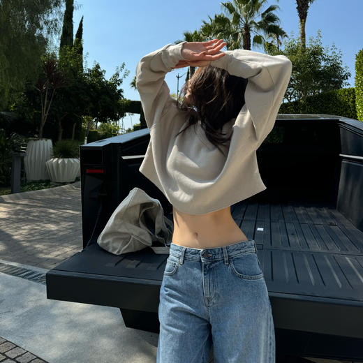 ROMI STUDIO“松弛纽约”甄选棉混纺内加绒廓形短卫衣 RW24ASG0360 商品图1