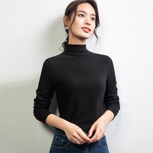 【自】全新升级【铂金会员119/天猫159/差价40】(14358) 洛诗琳秋冬2024新款高级感明星同款半高领羊毛针织打底衫 商品图2
