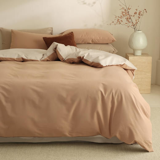 【100支全棉磨毛四件套】磨毛100支全棉四件套纯色轻磨毛床品套件长绒棉双拼 商品图3