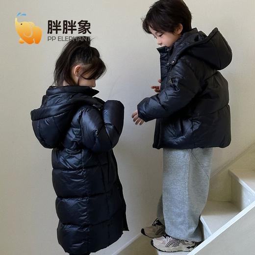 胖胖象新款儿童连帽保暖羽绒服中大儿童黑金羽绒外套小孩冬装 商品图5