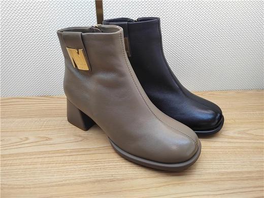 豪行秋冬新款22426300牛皮中跟时尚休闲女靴单靴短靴 商品图3