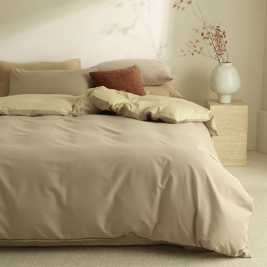 【100支全棉磨毛四件套】磨毛100支全棉四件套纯色轻磨毛床品套件长绒棉双拼 商品图9