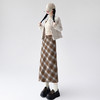 【毛呢格子复古半身裙】秋冬新款 高腰显瘦开叉包臀格纹中长款A字裙 商品缩略图6