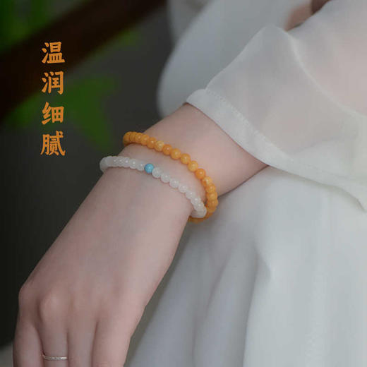 【经典】天然和田玉蜜蜡双圈手串 商品图2