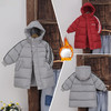 【厚实保暖，时尚长款棉服】中长款连帽儿童棉服 秋冬季男女童 加厚面包服 中大童棉袄保暖外套-QQ 商品缩略图3