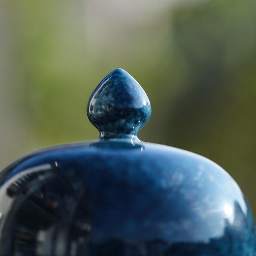 洒蓝手书大号茶叶罐摆件将军罐 商品图3