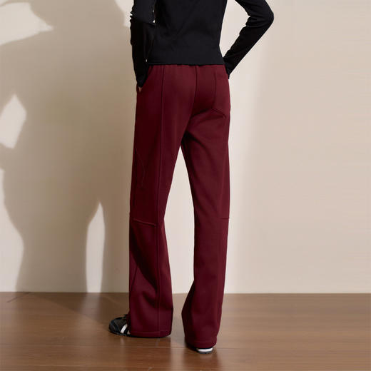 西遇长款阔腿裤女冬季新款假两件腰头设计绑绳装饰宽松长裤D0044001 商品图4