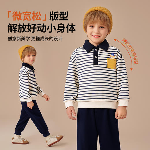 【加绒两件套】【90-140】【精典泰迪】男童冬款加绒卫衣卫裤套装 商品图5