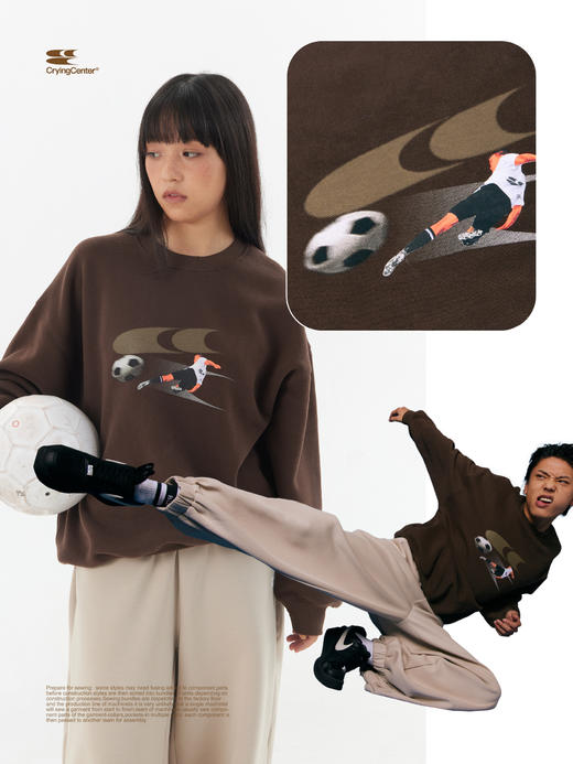 CryingCenter 四色足球攀岩网球拥泳人logo圆领卫衣 哭喊中心 商品图3