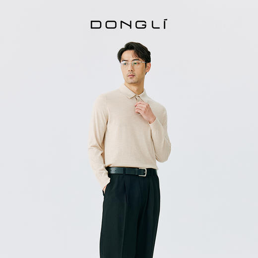 东黎 • 精纺男士秋冬针织POLO衫百搭简约纯色休闲长袖 4879 商品图2
