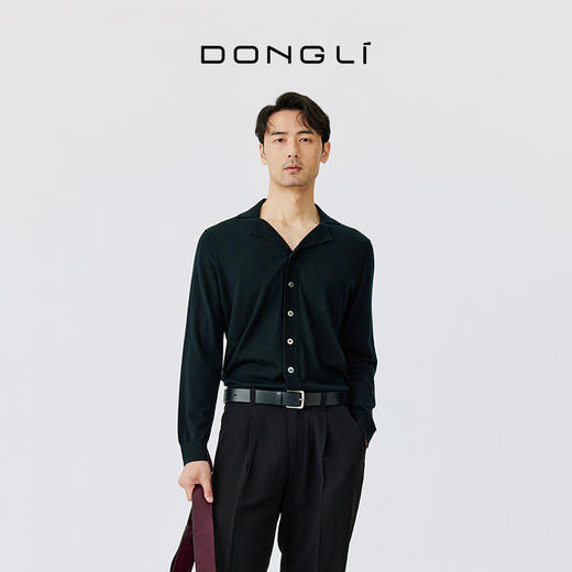 东黎 • 山羊绒男士秋冬精纺针织翻领羊开衫 4893 商品图0