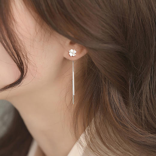 Winy925纯银转角幸福耳钉轻奢小众百搭四叶草流苏耳坠耳饰送女友生日礼物 商品图10