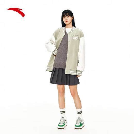 安踏【王一博同款】棒球服新款秋冬复古潮流保暖外套上衣152448702N 商品图0