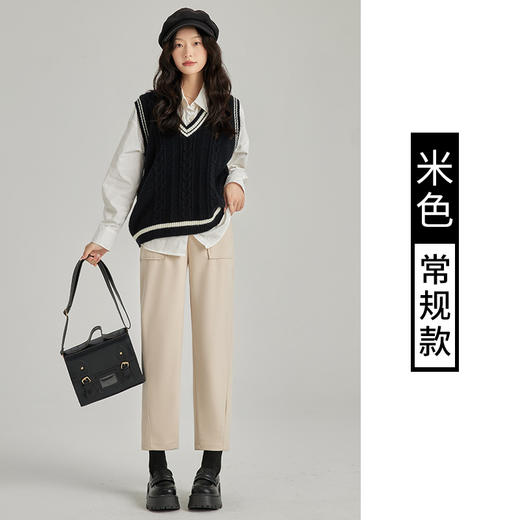 【毛呢裤子】秋冬新款 高腰显瘦萝卜裤 宽松西裤小脚休闲哈伦裤女 商品图7