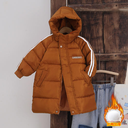 【厚实保暖，时尚长款棉服】中长款连帽儿童棉服 秋冬季男女童 加厚面包服 中大童棉袄保暖外套-QQ 商品图9