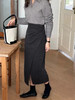 【法式褶皱包臀半身裙】高腰 秋冬新款 设计感修身显瘦 不规则开叉中长款 商品缩略图5